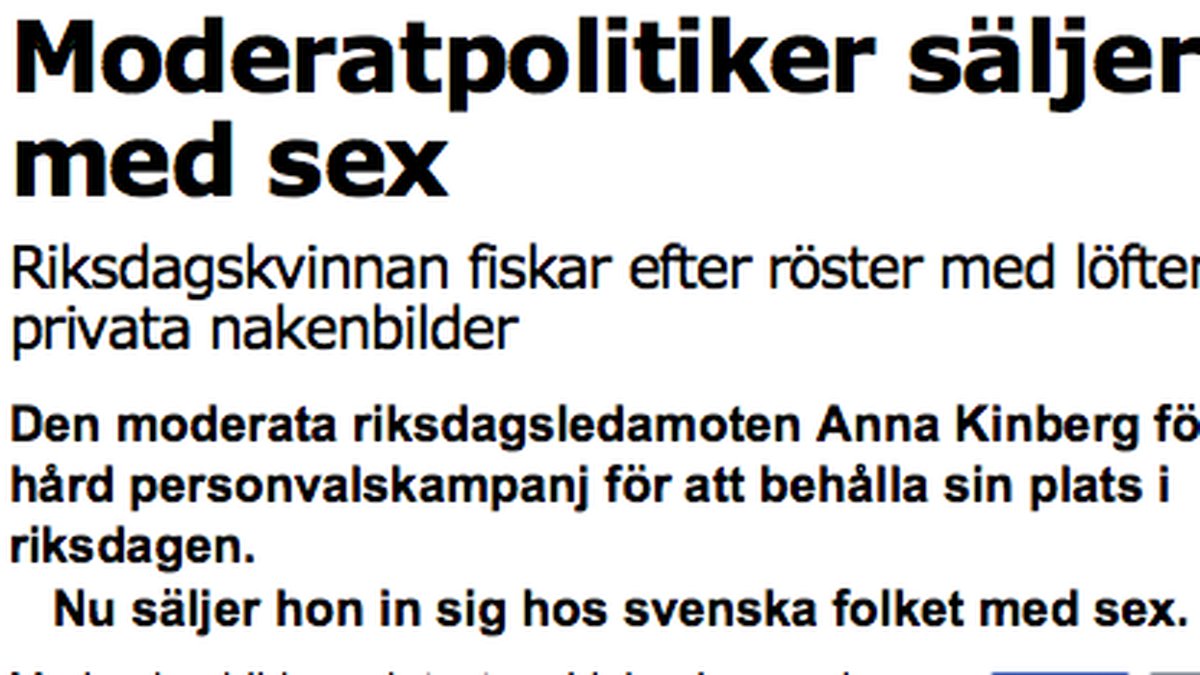 Rubriken och ingressen till artikeln i Aftonbladet.